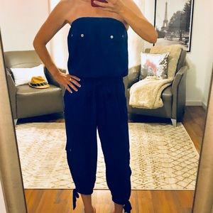Arden B Blue Strapless Jumpsuit Size XS